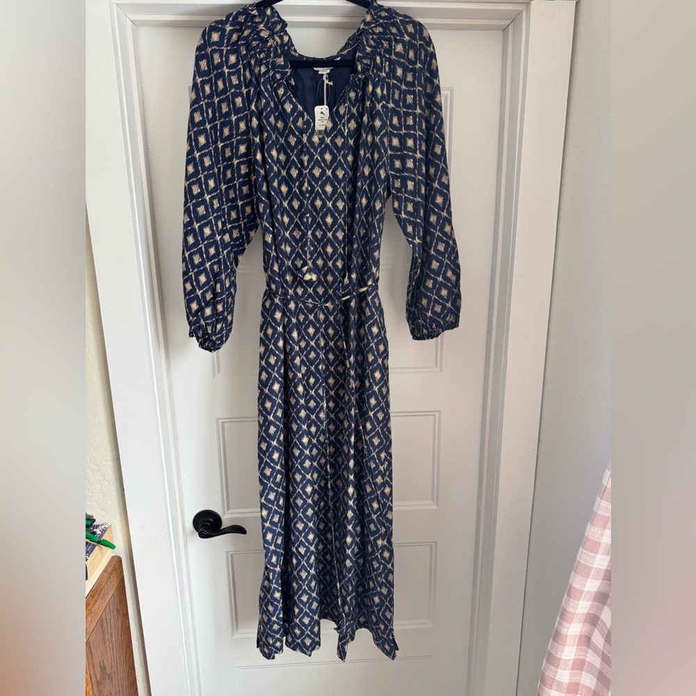 Tommy Bahama Navy and Cream Geometric Dress